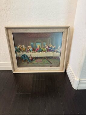 Vintage The Last Supper Framed Wall Art | 24” x 20” Religious Christian Decor